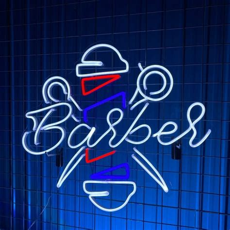 Glowneon Barber Shop Neon Sign Hair Salon Acrylic Sign Barber Sign