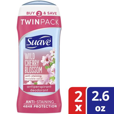 Suave Wild Cherry Blossom Antiperspirant Deodorant 26 Oz Twin Pack