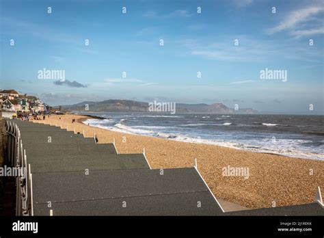 View Of The Cliffs At Charmouth From Lyme Regis Dorset England UK