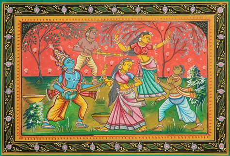 Lord Krishna Playing Holi With Gopis Exotic India Art