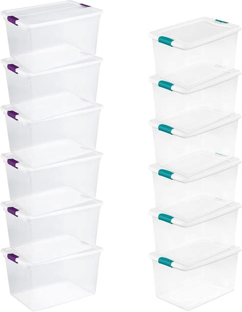 Sterilite Clear Plastic Storage Totes 6 Pack 64 Quart And