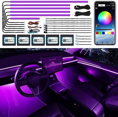 LIGHEID Car LED Interior Strip Light 16 Million Colors 5 In 1 With 236