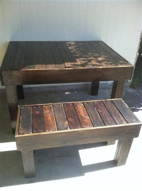 DIY Pallet Dining Table With Benches 101 Pallets