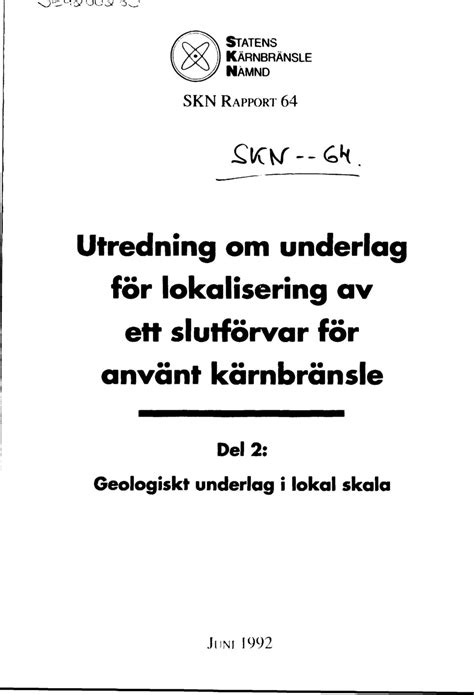 Utredning Om Underlag F R Lokalisering Av Ett Slutf Rvar F R Anv Nt