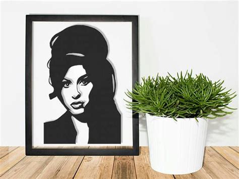 Amy Winehouse Framed Papercut Silhouette Picture Print Card Cadeaux