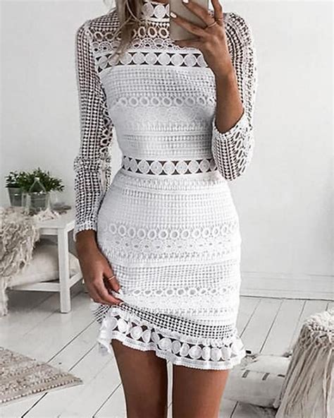 Elegant Crochet Lace Hollow Out Sheath Dress Online Discover Hottest