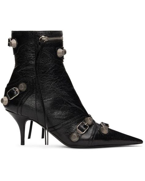 Balenciaga Leather Cagole Ankle Boots In Black Lyst Uk