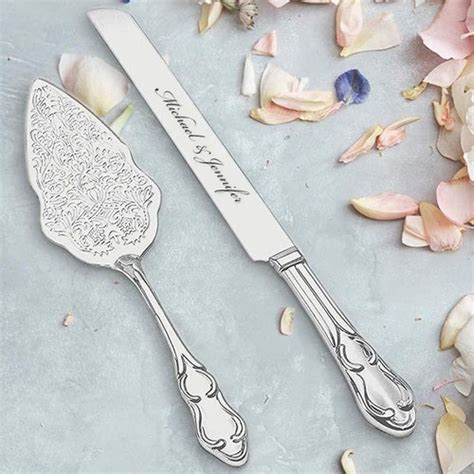 Personalized Hammered Gold Wedding Cake Knife And Server Set Etsy