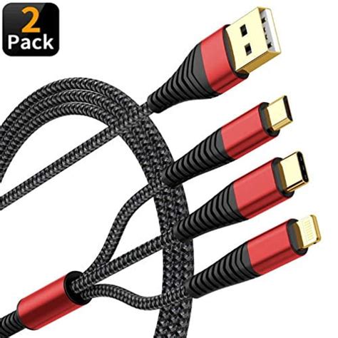 Upgraded Multi Charger Cable Pack Ft Nylon Braided Universal In