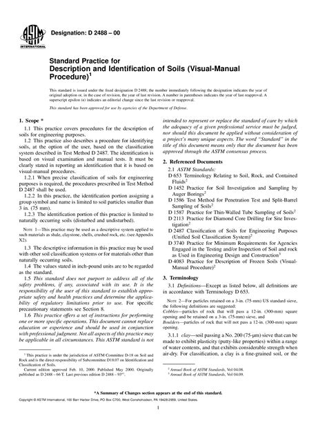 PDF Designation D 2488 00 Standard Practice For Description And