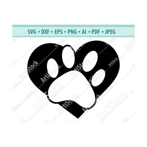 Dog Paw Heart SVG, Paw Print SVG, Dog SVG, Digital Cut File - Inspire ...