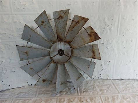 Vintage Metal Windmill Blades Garden Art Galvanized Steel