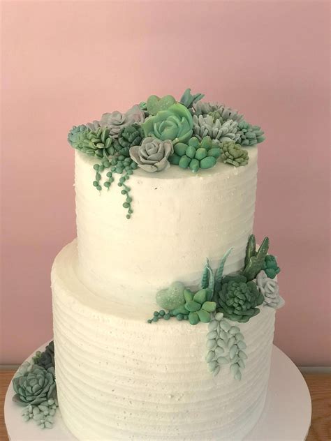 Frosted Fondant Succulent Cactus Wedding Cake Cactuscake Succulent