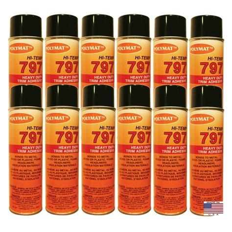 Qty12 Polymat 797 Hi Temp Spray Glue Adhesive Can Bonds Flexible Foam To Glass