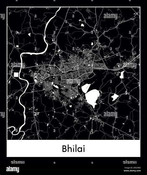 Minimal city map of Bhilai (India Asia)Minimal city map of Bhilai ...