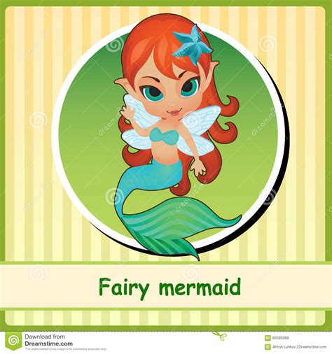 Fairy Mermaid Cute Girl Illustration Closeup Stock Vector