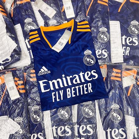 เสื้อบอล Real Madrid เสื้อเยือนของแท้ 100 ฤดูกาล 2122 ป้ายห้อยครบ ผ้า