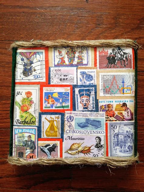 Stamp Collage Vintage Stamp Collagestamp Themed Wall Art Etsy Uk