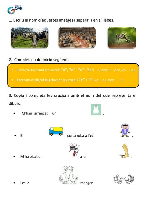 Fitxa d ortografia la c q i la g gu worksheet Ortografía Tercero de