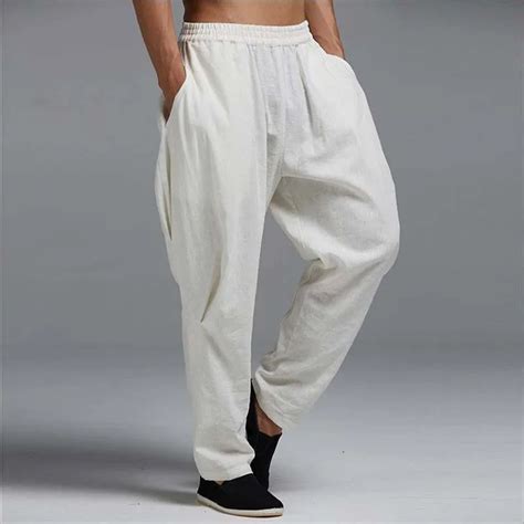 Linen Pants For Man Summer Thin Breathable Cool Pants Hip Hop Harem