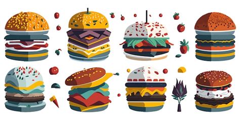 Premium Vector Vector Set Of Sandwiches And Burgers