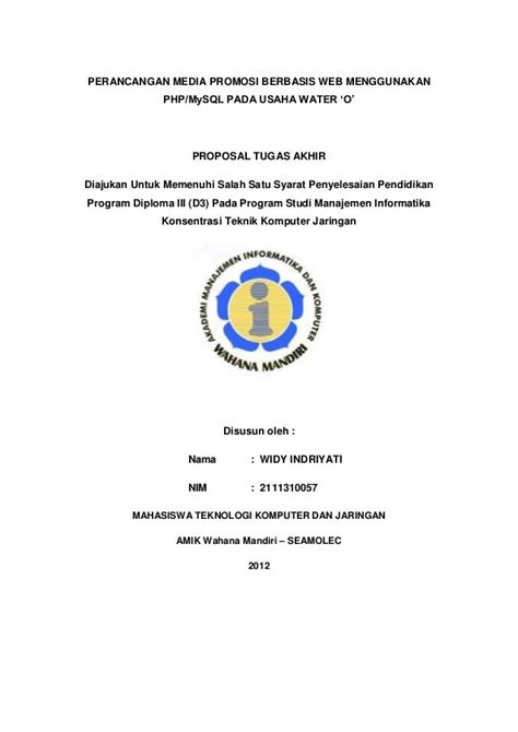 Contoh Proposal Skripsi Teknik Informatika Lengkap 2021