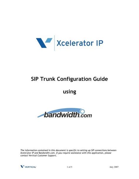 SIP Trunk Configuration Guide using - Vertical