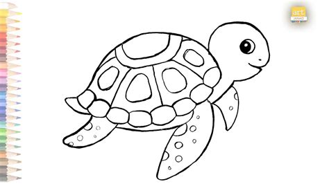 Cartoon Tortoise Outline Drawing 01 Ii How To Draw A Cartoon Turtle