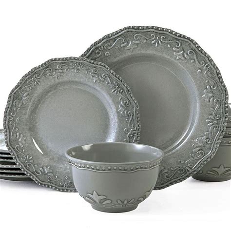 TP 12-Piece Dinnerware Set, Melamine Dishes Set with Bowls and Plates ...