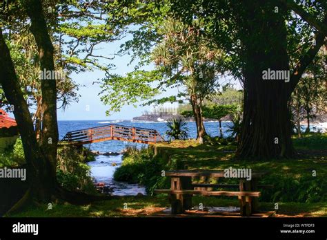 Small Bridge Over Stream Against Sea Stock Photo Alamy