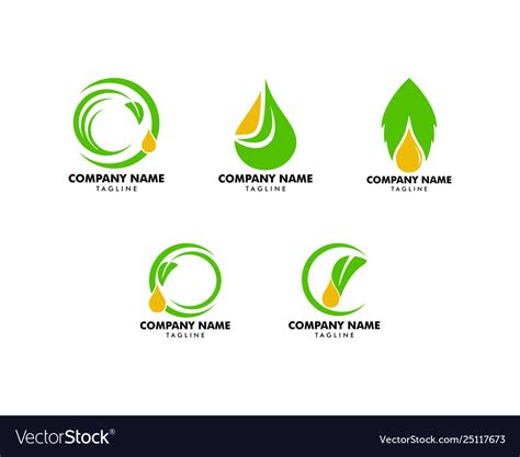 Set Essential Oil Logo Design Natural Oil Vector Image