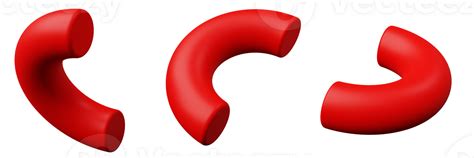 D Half Ring Red Realistic Rendering Of Basic Geometry Object Png