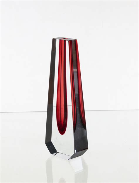 Glass Vase With Red In The Middle Design By Pavel Hlava Exbor