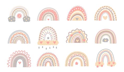 Premium Vector Bohemian Cute Rainbow Vector In Pastel Colors