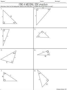 Right Triangle Trigonometry Guided Notes and Worksheets | TpT