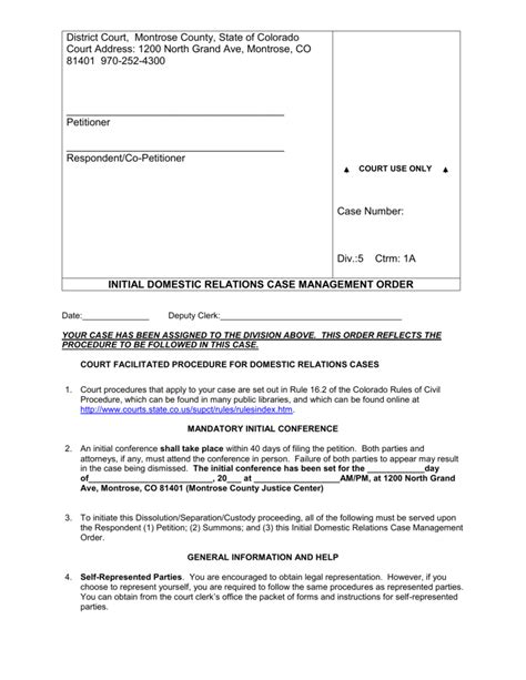 Montrose County District Court Forms - CountyForms.com