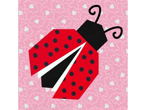 Ladybug Quilt Block Pattern Paper Piecing Fpp 6 And 12 Inch Blocks