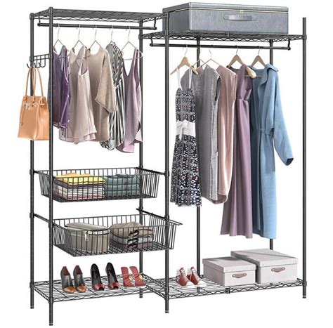 Heavy Duty Black Metal Wardrobe Portable Closet Rack