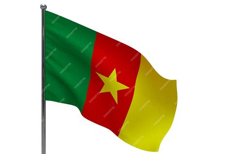 Premium Photo Cameroon Flag On Pole Metal Flagpole National Flag Of