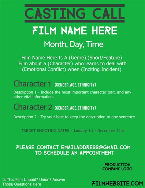 How To Make A Casting Call Poster Examples And Templates Filmtoolkit