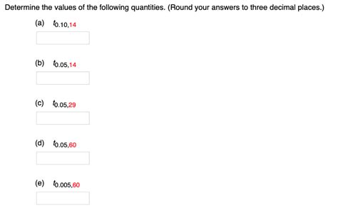 Solved Determine The Values Of The Following Quantities