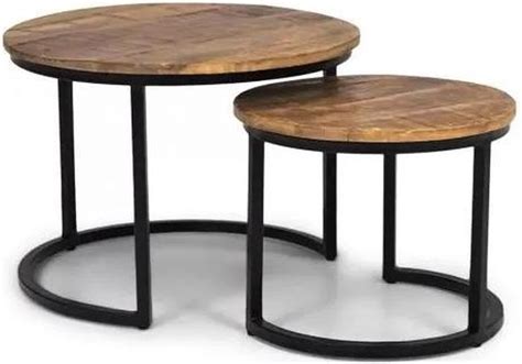 IronWood Salontafel Set Duole Mangohout Rond Industrieel Set