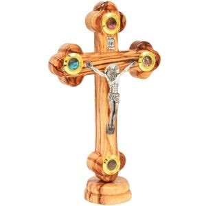 Standing Olive Wood Cross Crucifix With Incense