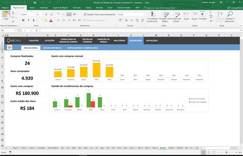 Planilha De Gest O De Compras Completa Em Excel Planilhas Em Excel