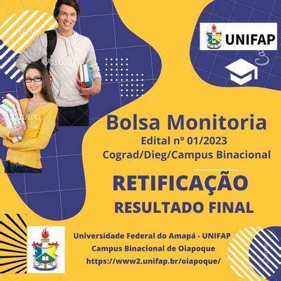 PROGRAMA BOLSA MONITORIA RETIFICAÇÃO RESULTADO FINAL Oiapoque