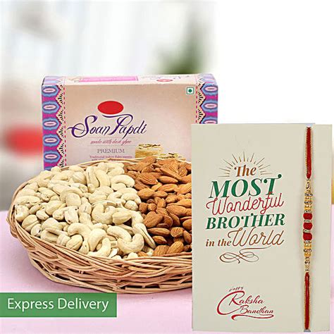 Buy Send Dry Fruits Soan Papdi Rakhi Combo Online FNP