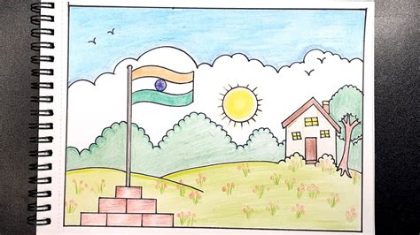 Republic Day Scenery Drawing How To Draw Indian National Flag Flag