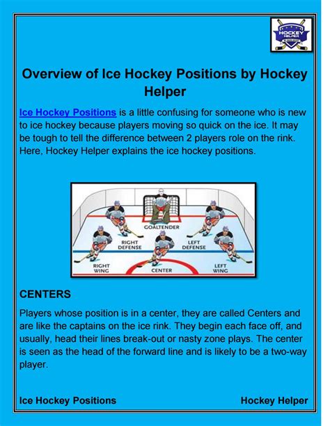 Overview of ice hockey positions by hockey helper by Hockey Helper - Issuu