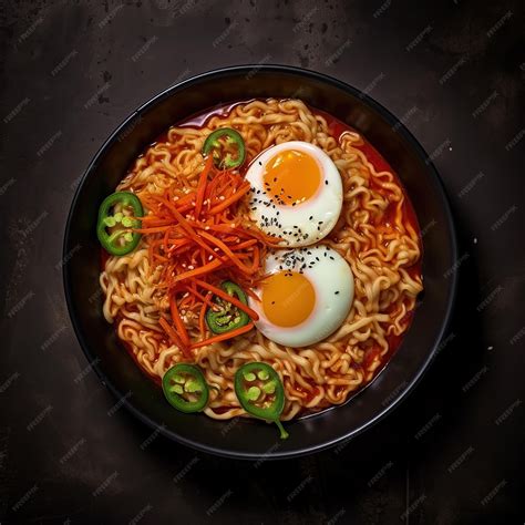 Premium AI Image | korean instant noodles spicy instant noodles