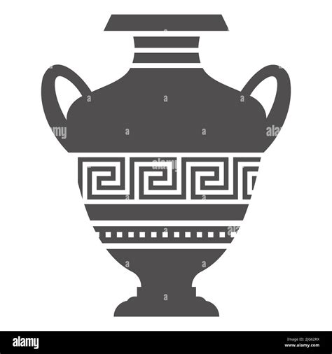 Greek Vase Silhouette Ancient Amphora And Pot With Meander Pattern